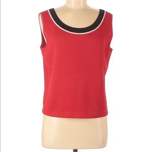 St. John Sleeveless Red Beaded Top